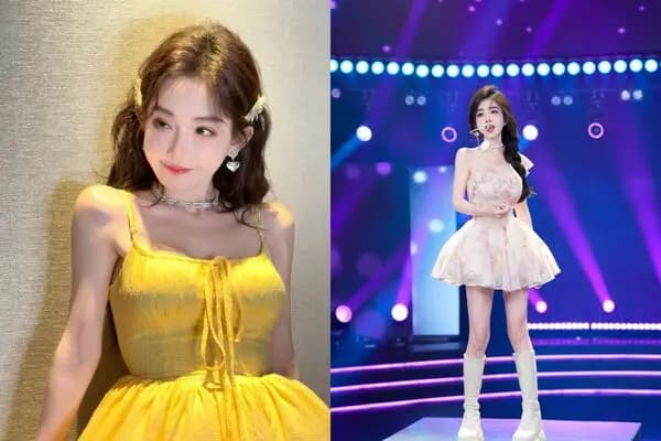 抗癌两年后的冯提莫身形纤瘦,穿着浅色上衣面对镜头